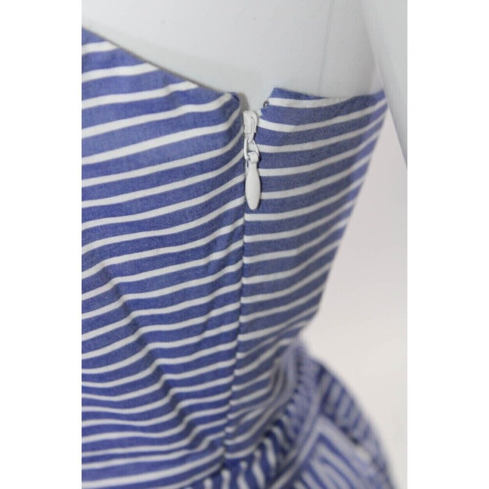 NWT J.Crew Tiered Maxi in Lagoon White Stripes Tie Waist Cotton Sun Dress 0 - Picture 6 of 7